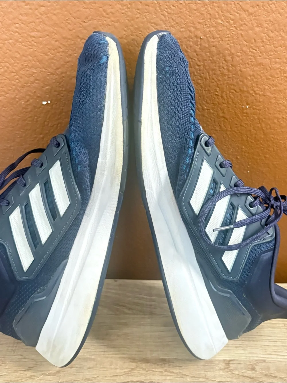 Adidas Mens Navy Blue Mesh EQ21 Run Running Shoes, Men’s Size Medium 13